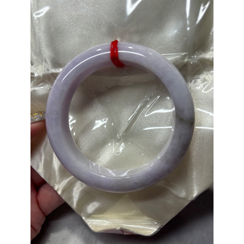 【一心翡翠】*天然緬甸玉翡翠A貨*紫羅翡翠玉鐲#17.5圍內徑55.8mm-0714帶天然無摳冰絲紋及色-細節圖4