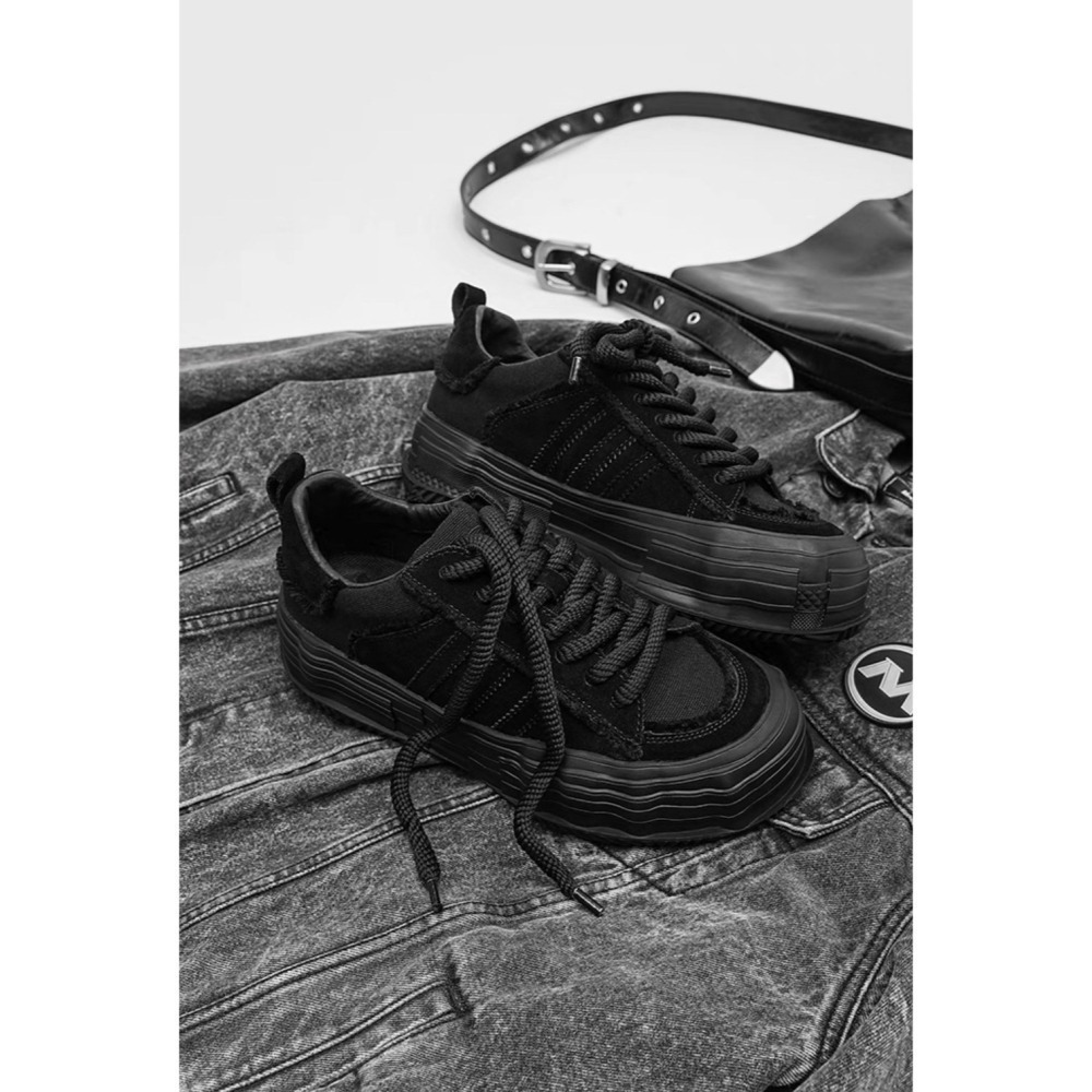 韓國 VBIN | 溶解建構厚底帆布板鞋-細節圖5