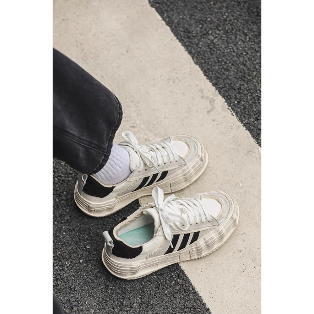 韓國 VBIN | 2.0 熊貓拼接髒髒建構厚底板鞋-細節圖2