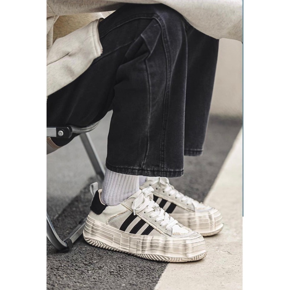 韓國 VBIN | 2.0 熊貓拼接髒髒建構厚底板鞋-細節圖4