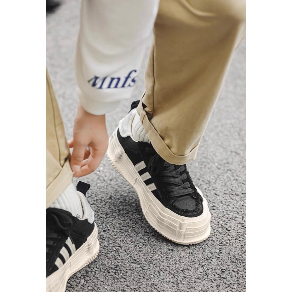 韓國 VBIN | 2.0 熊貓拼接髒髒建構厚底板鞋-細節圖5