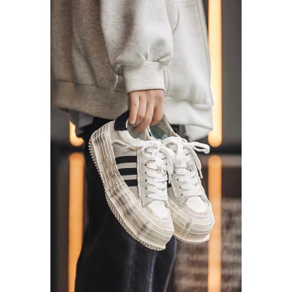 韓國 VBIN | 2.0 熊貓拼接髒髒建構厚底板鞋-細節圖7