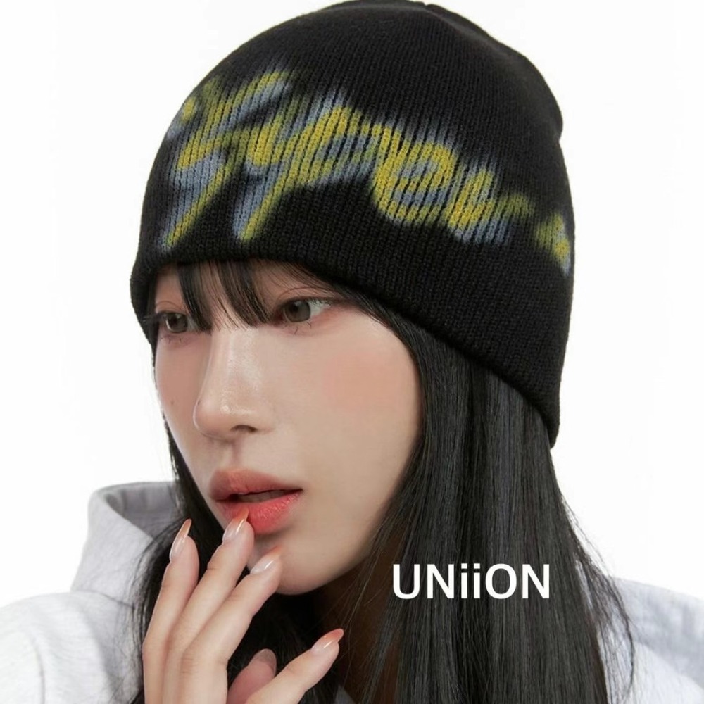 正韓UNI歐美塗鴉印花針織帽-細節圖4