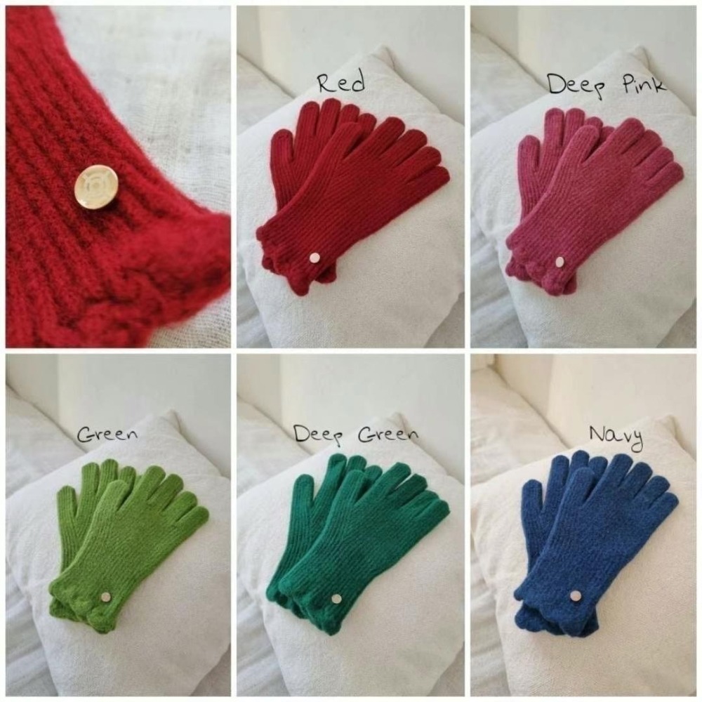 正韓花邊金釦單色手套(羊毛+纖維)-細節圖5