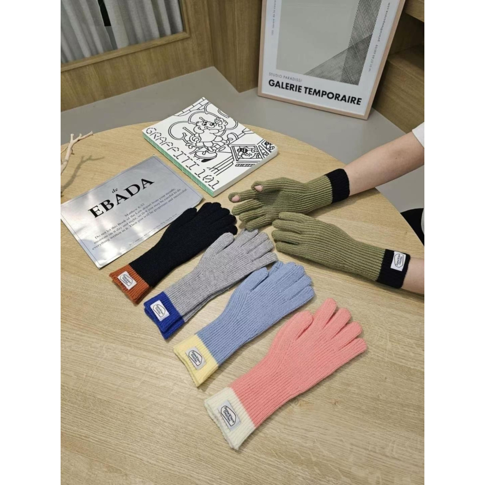 正韓時尚拼色標籤手套-細節圖3