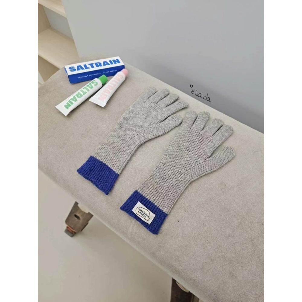 正韓時尚拼色標籤手套-細節圖6