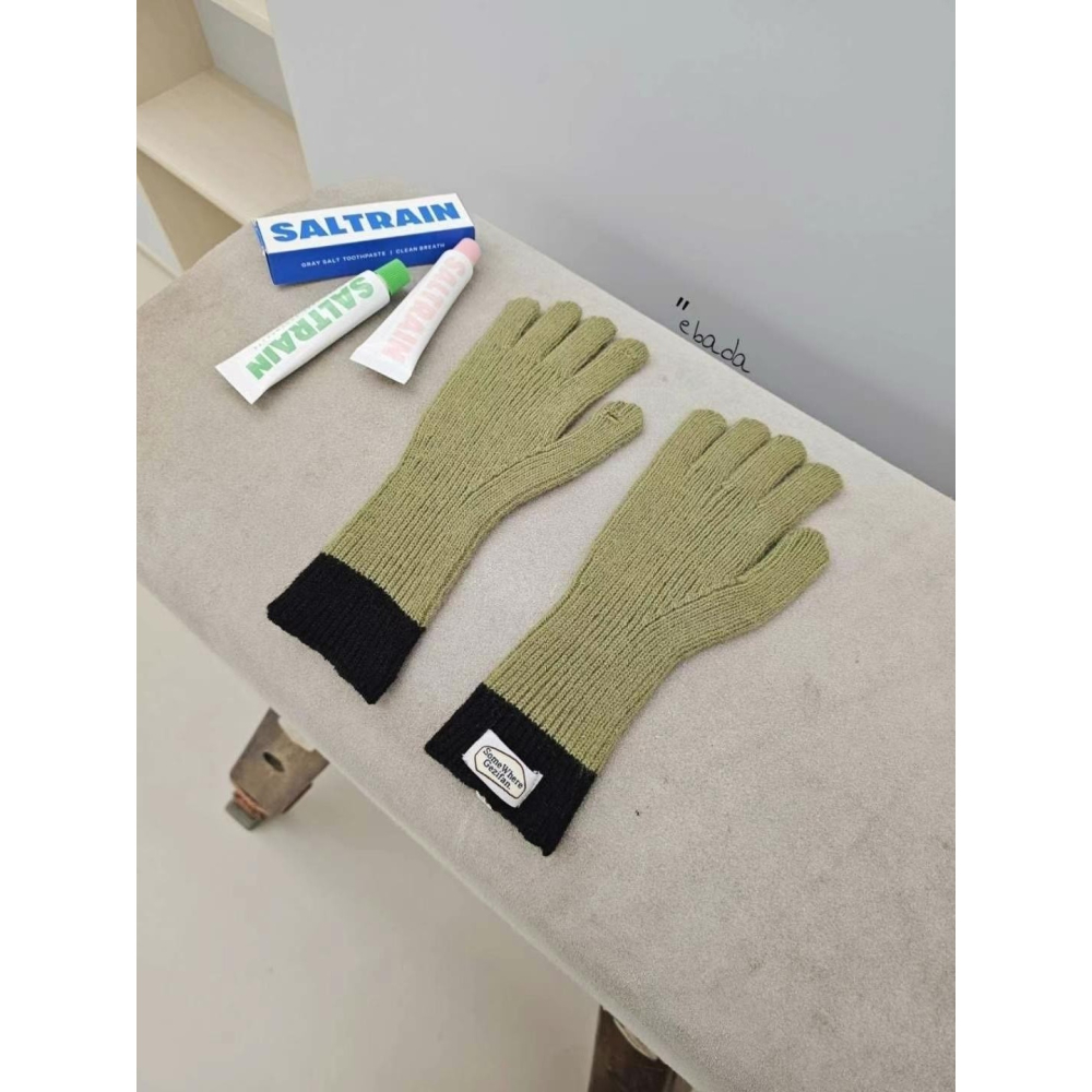 正韓時尚拼色標籤手套-細節圖8
