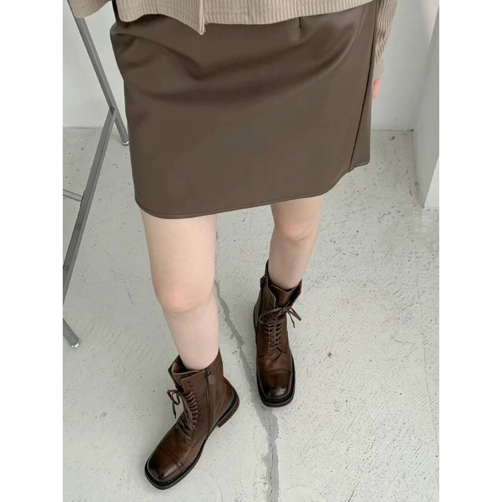 正韓NAA方頭拉鍊復古牛仔靴-細節圖4