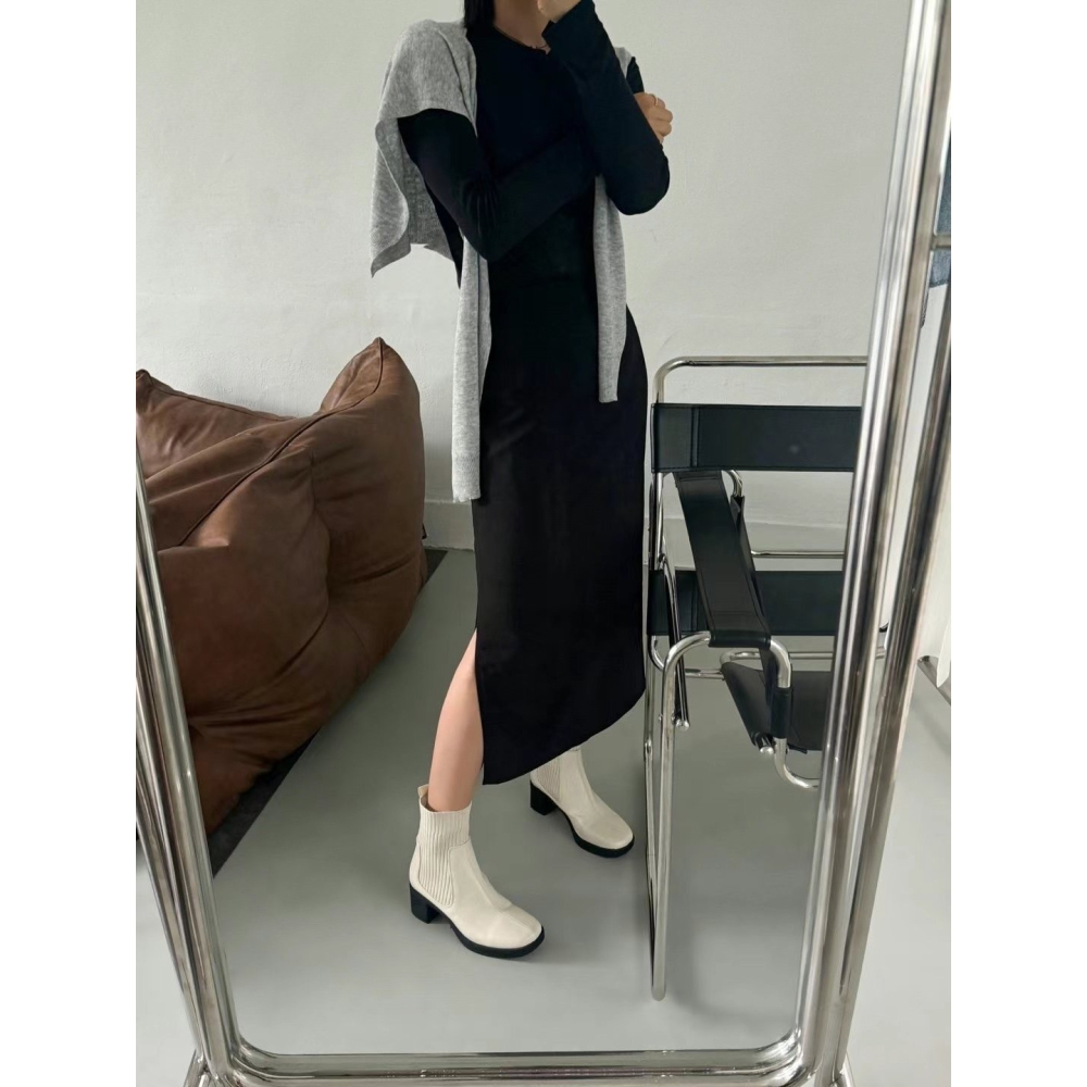 韓國PLA激瘦低跟皮革襪短靴-細節圖5