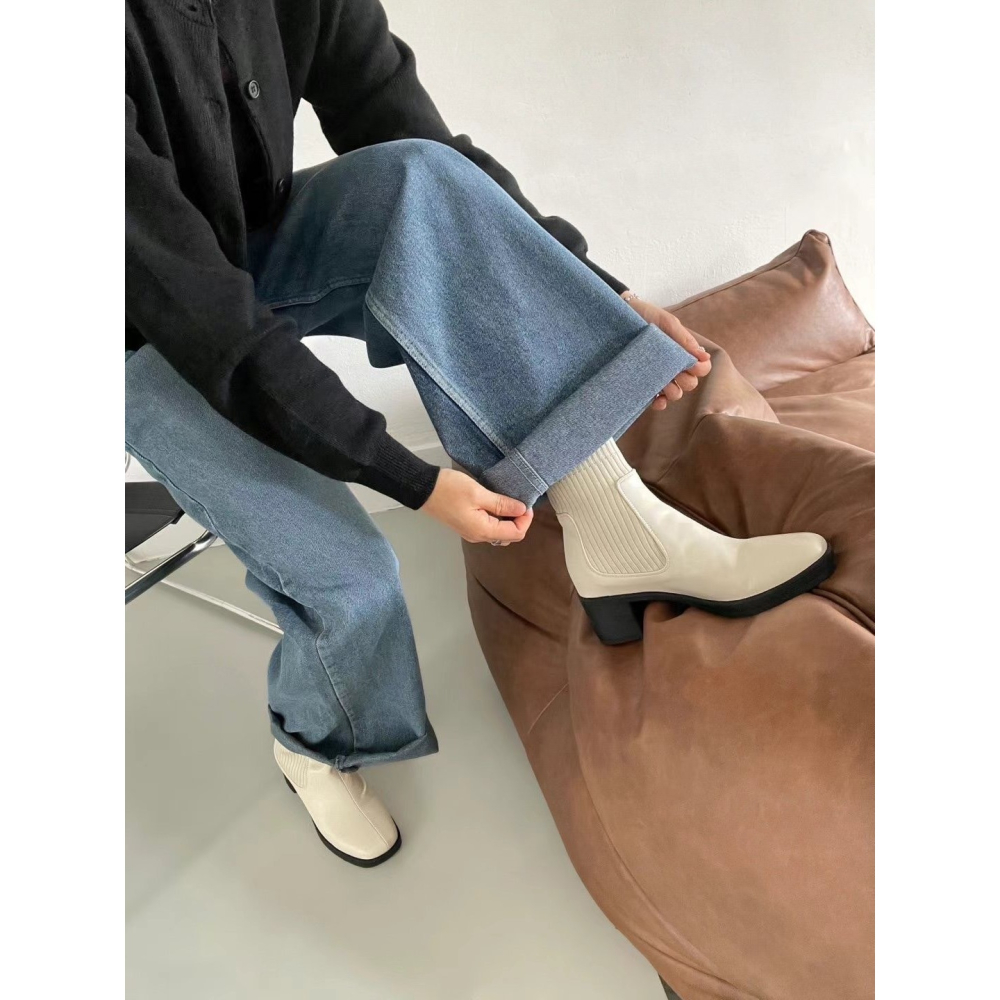 韓國PLA激瘦低跟皮革襪短靴-細節圖9