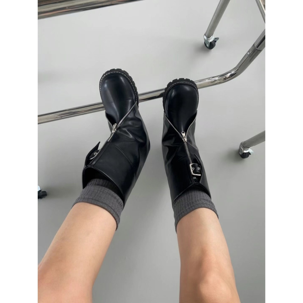 韓國PLA時髦下開V鏈短筒褲靴-細節圖5