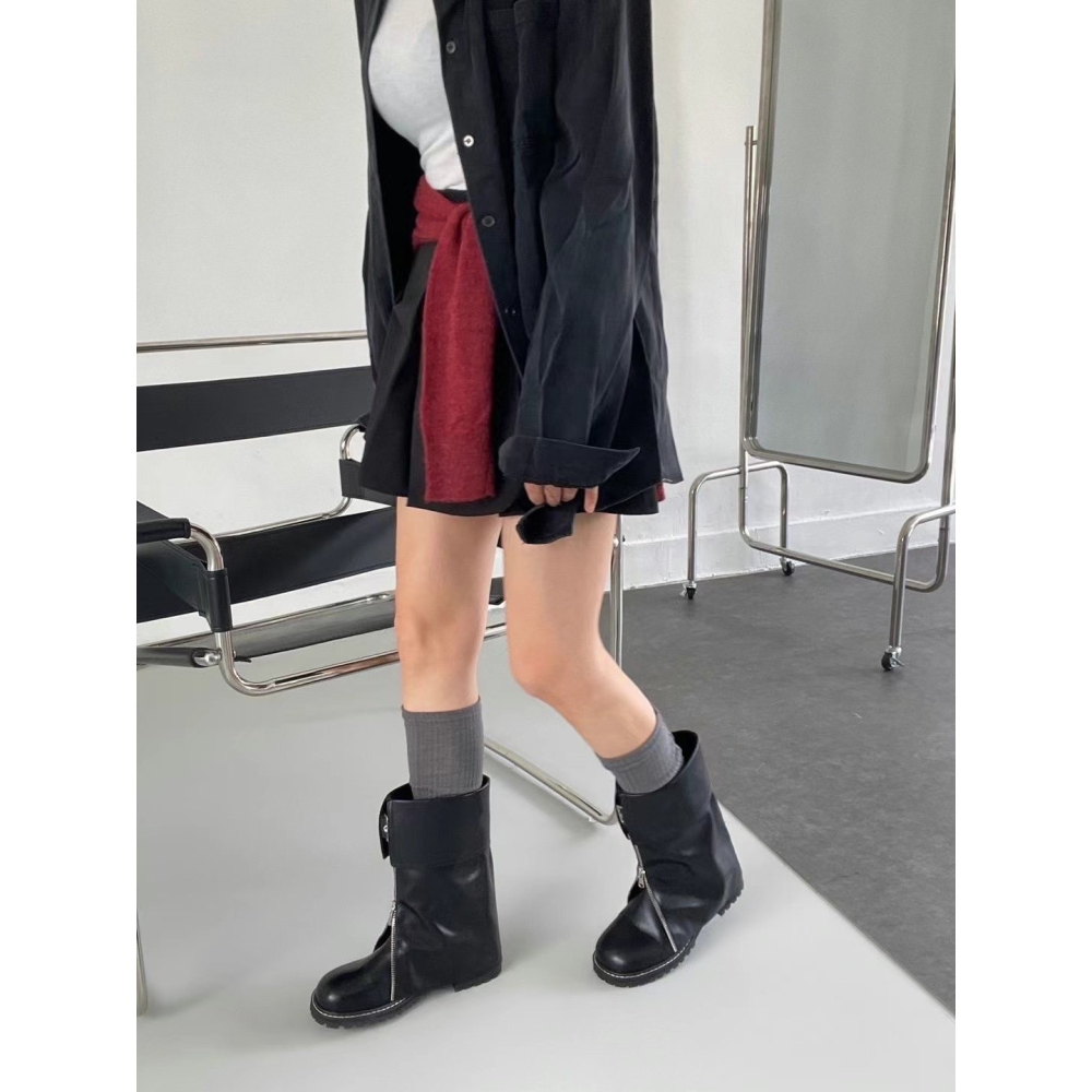 韓國PLA時髦下開V鏈短筒褲靴-細節圖8