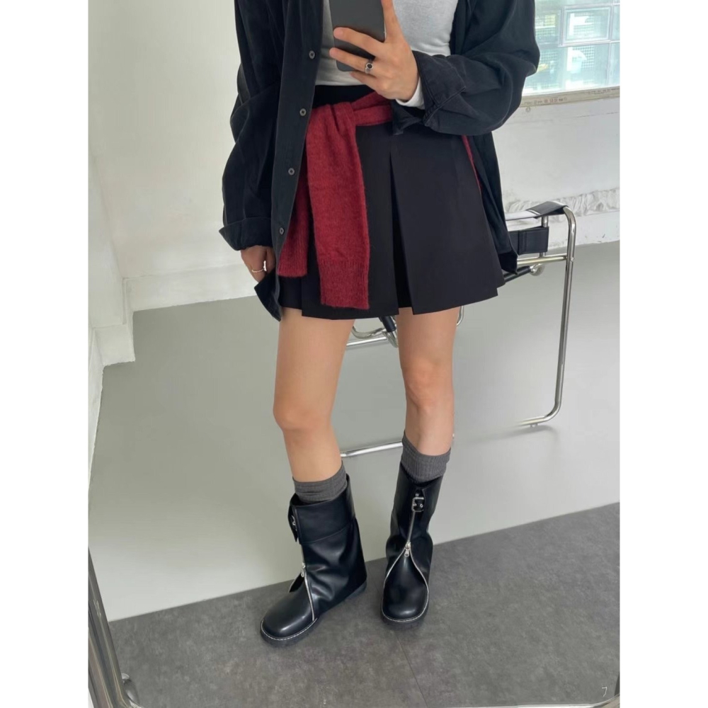 韓國PLA時髦下開V鏈短筒褲靴-細節圖9