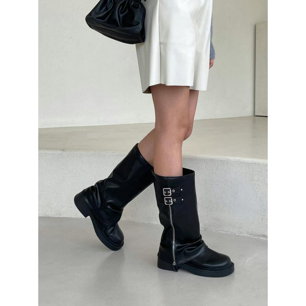 韓國ELF 熱銷款 直筒開鏈褲靴-細節圖2