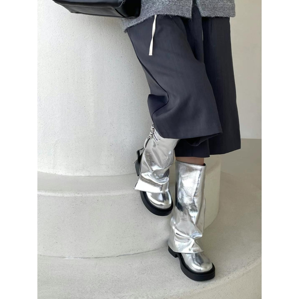 韓國ELF 熱銷款 直筒開鏈褲靴-細節圖5