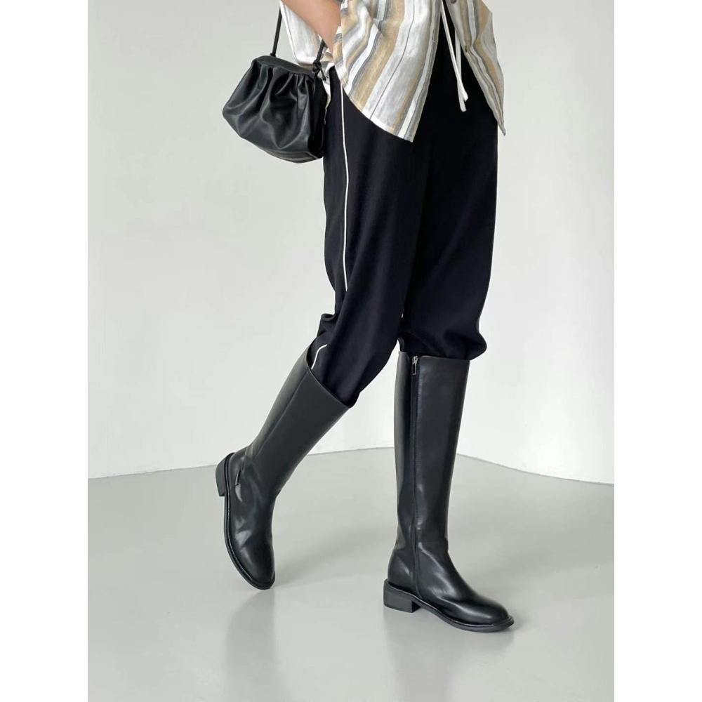 韓國ELF基本款 全素低跟剪頭長靴-細節圖2