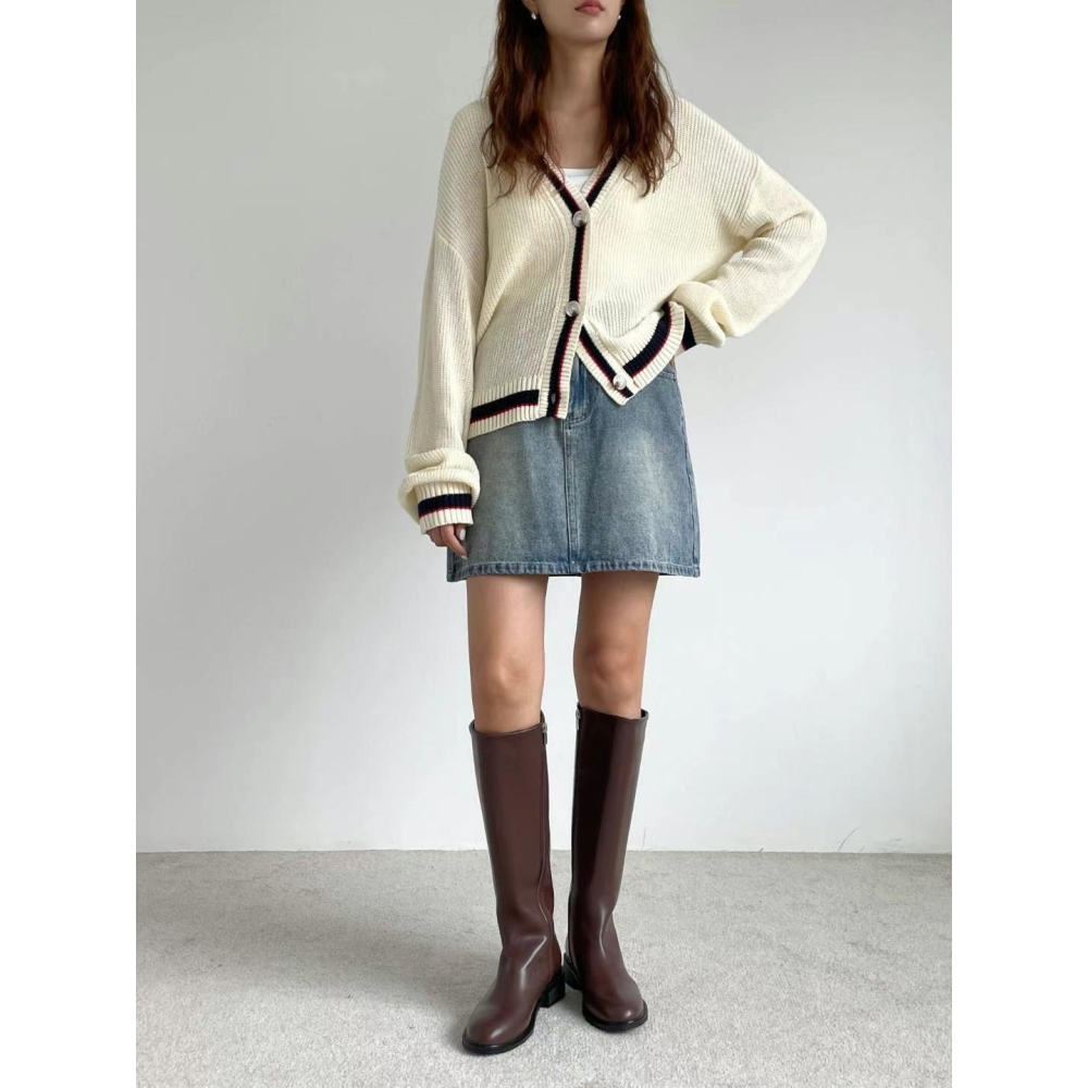 韓國ELF基本款 全素低跟剪頭長靴-細節圖3