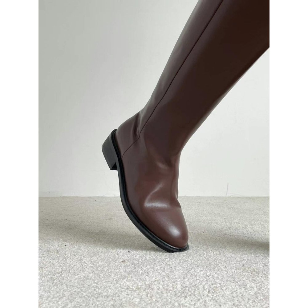 韓國ELF基本款 全素低跟剪頭長靴-細節圖5