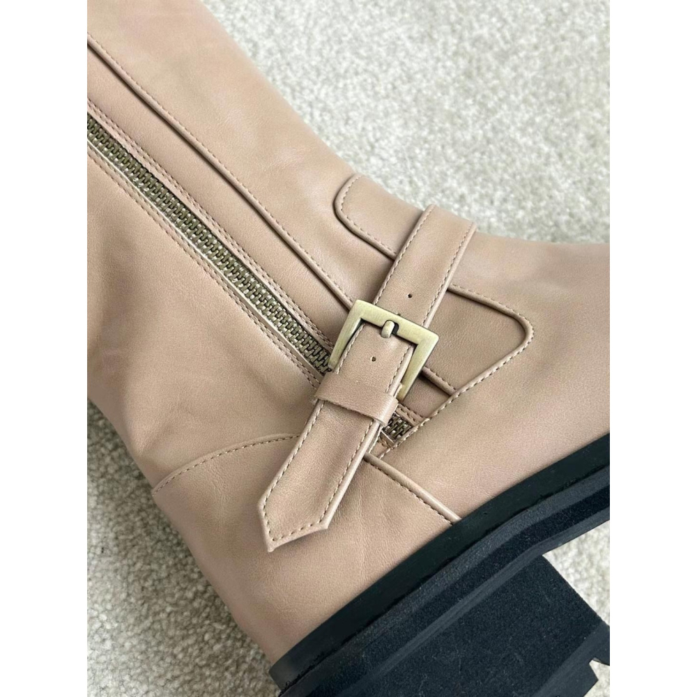 韓國ELF基本款 雙帶低跟膝下長靴-細節圖6