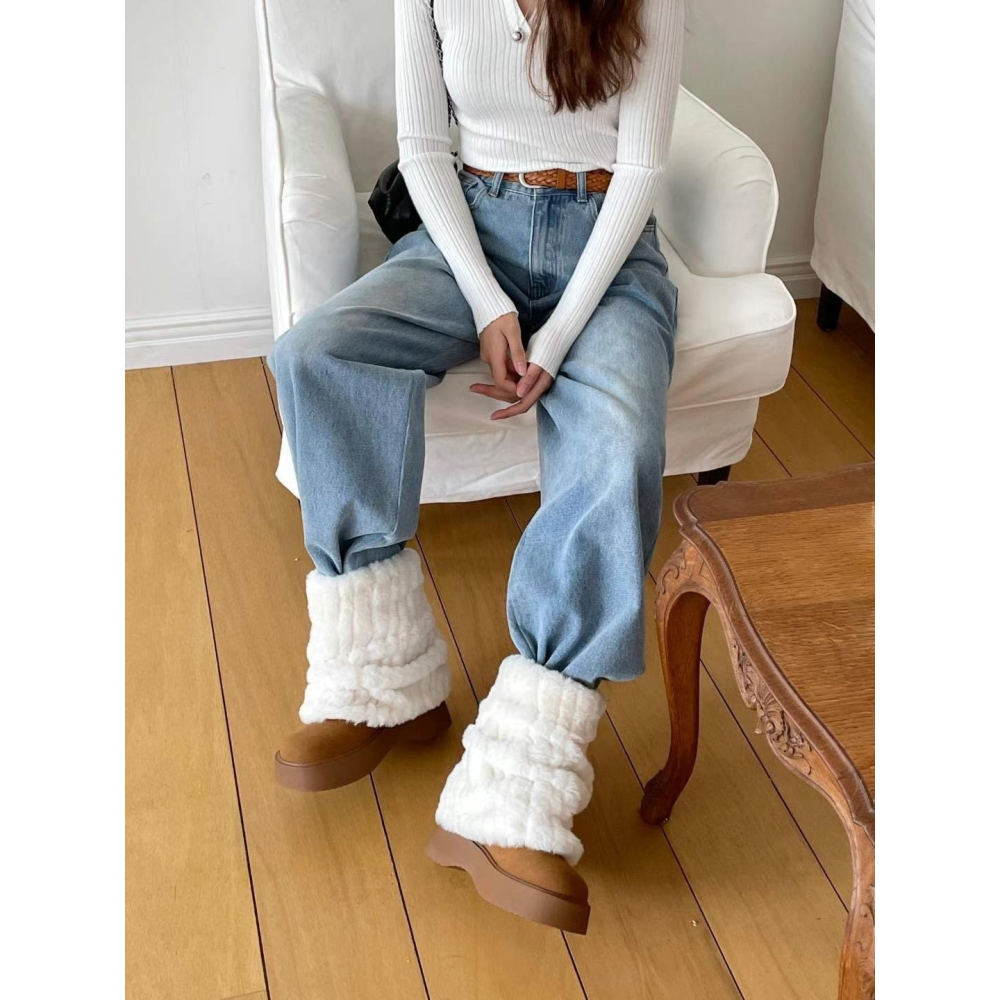 韓國ELF愛斯基摩時髦短筒外翻絨毛短雪靴-細節圖2