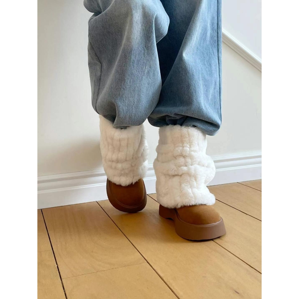 韓國ELF愛斯基摩時髦短筒外翻絨毛短雪靴-細節圖3