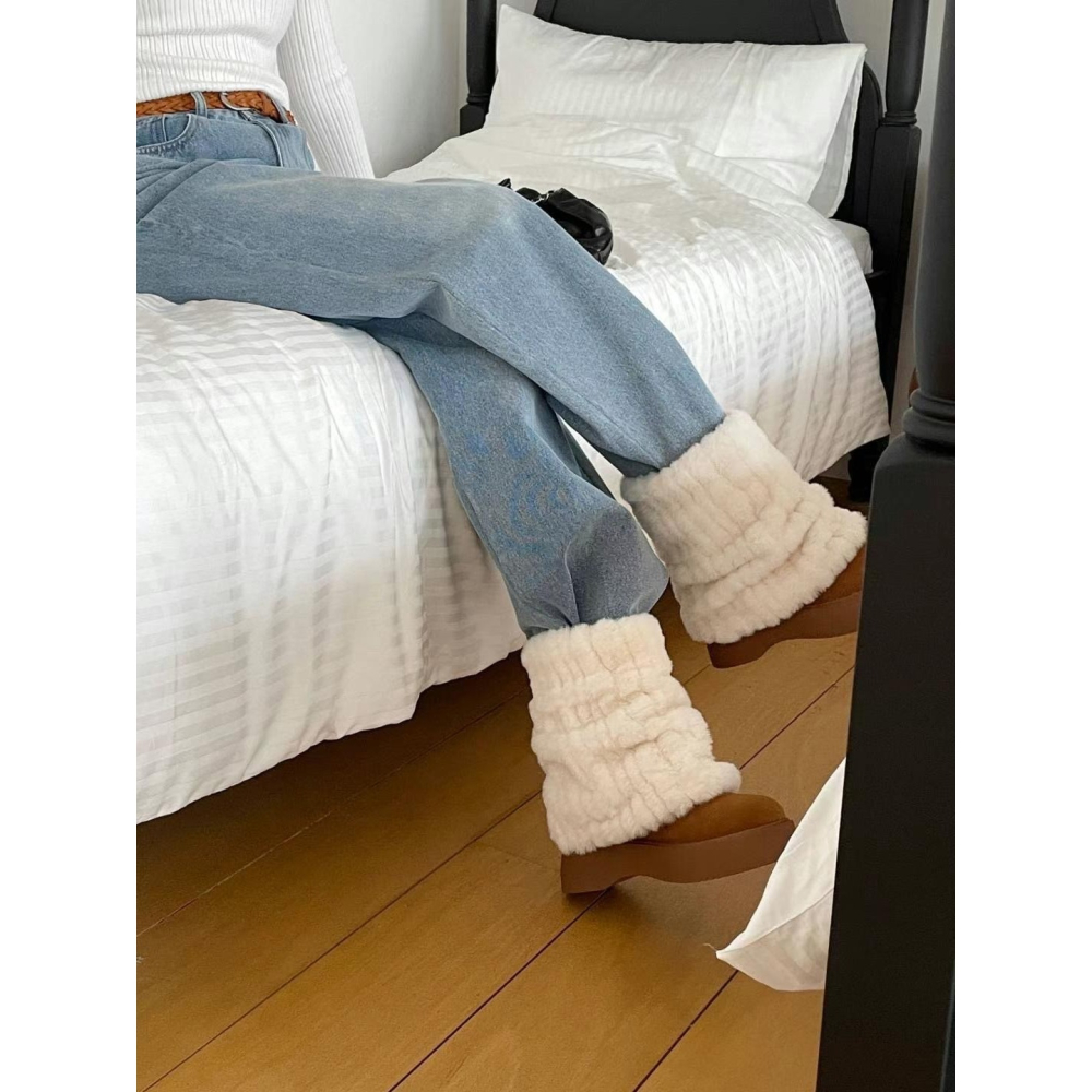 韓國ELF愛斯基摩時髦短筒外翻絨毛短雪靴-細節圖5