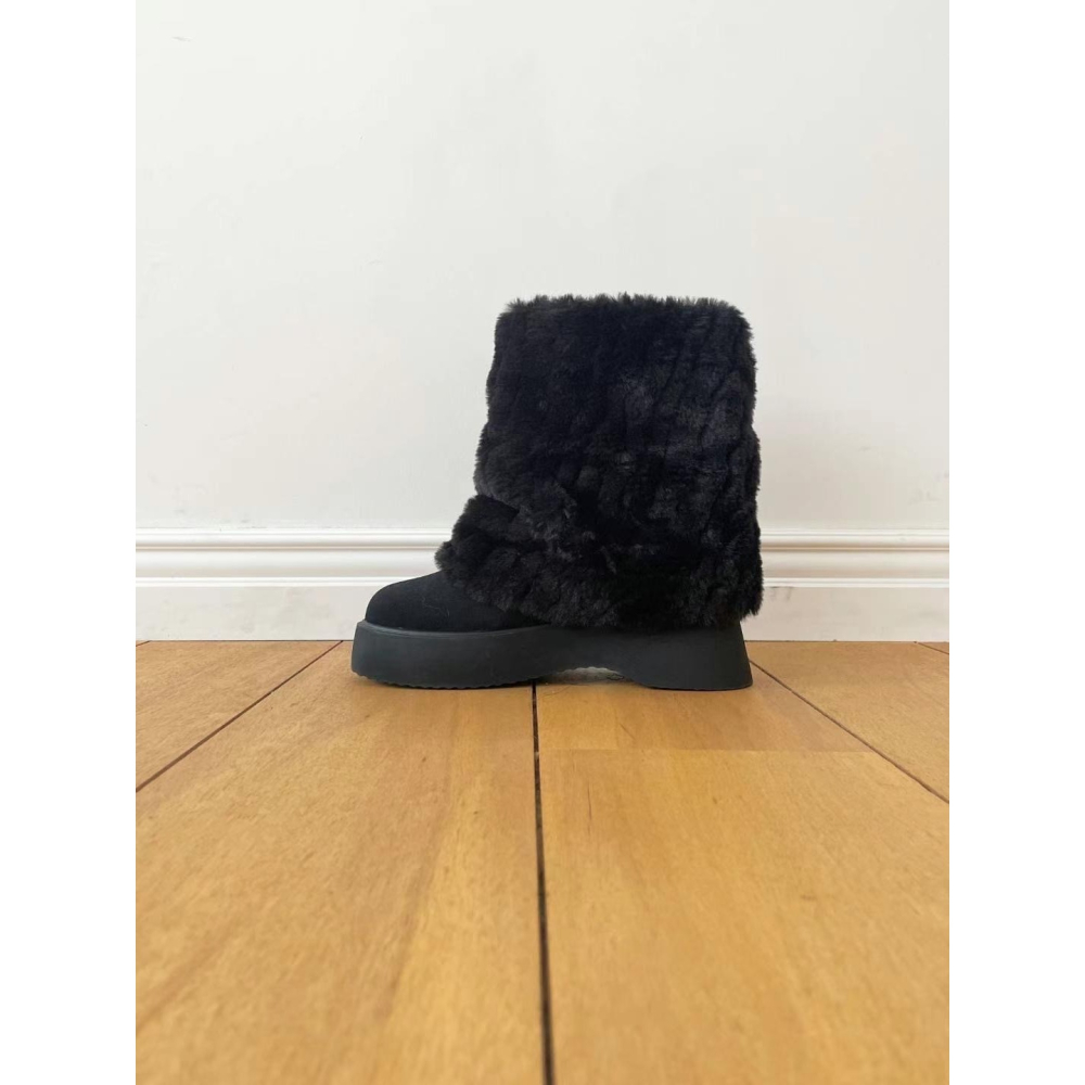 韓國ELF愛斯基摩時髦短筒外翻絨毛短雪靴-細節圖7