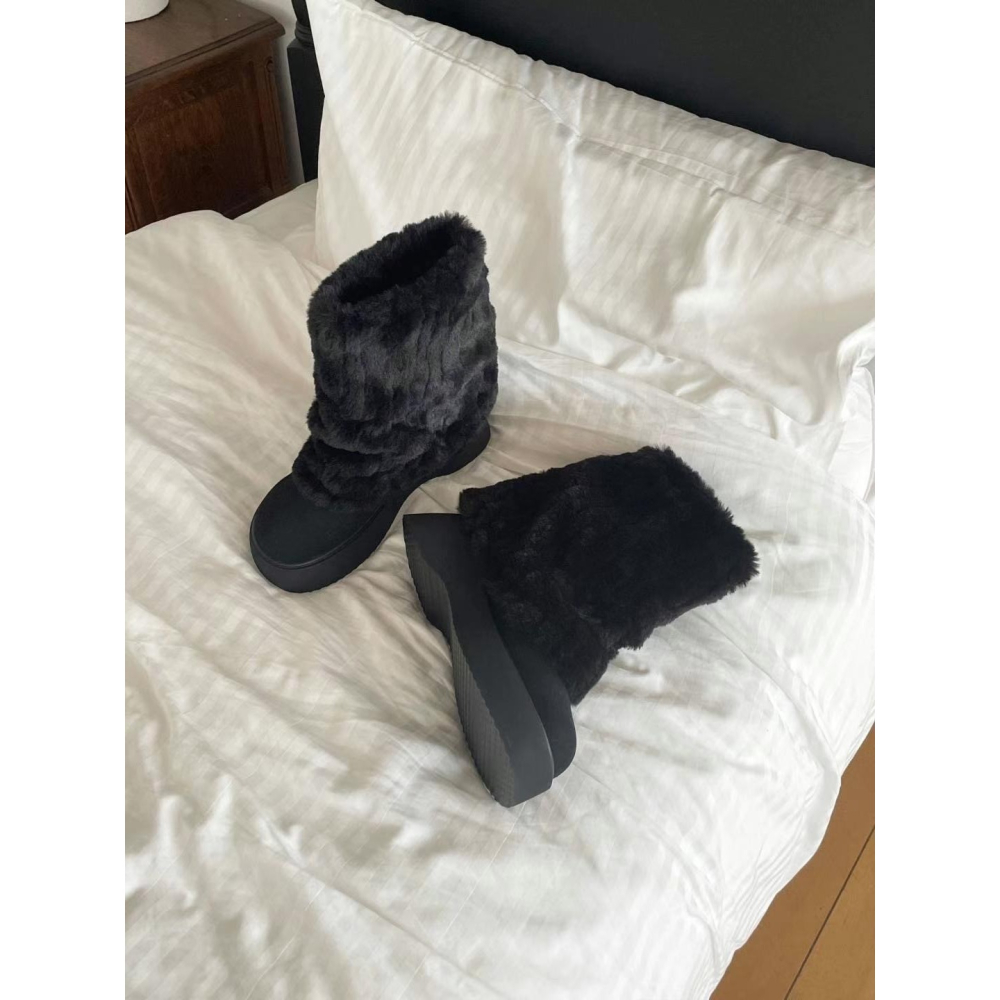 韓國ELF愛斯基摩時髦短筒外翻絨毛短雪靴-細節圖8