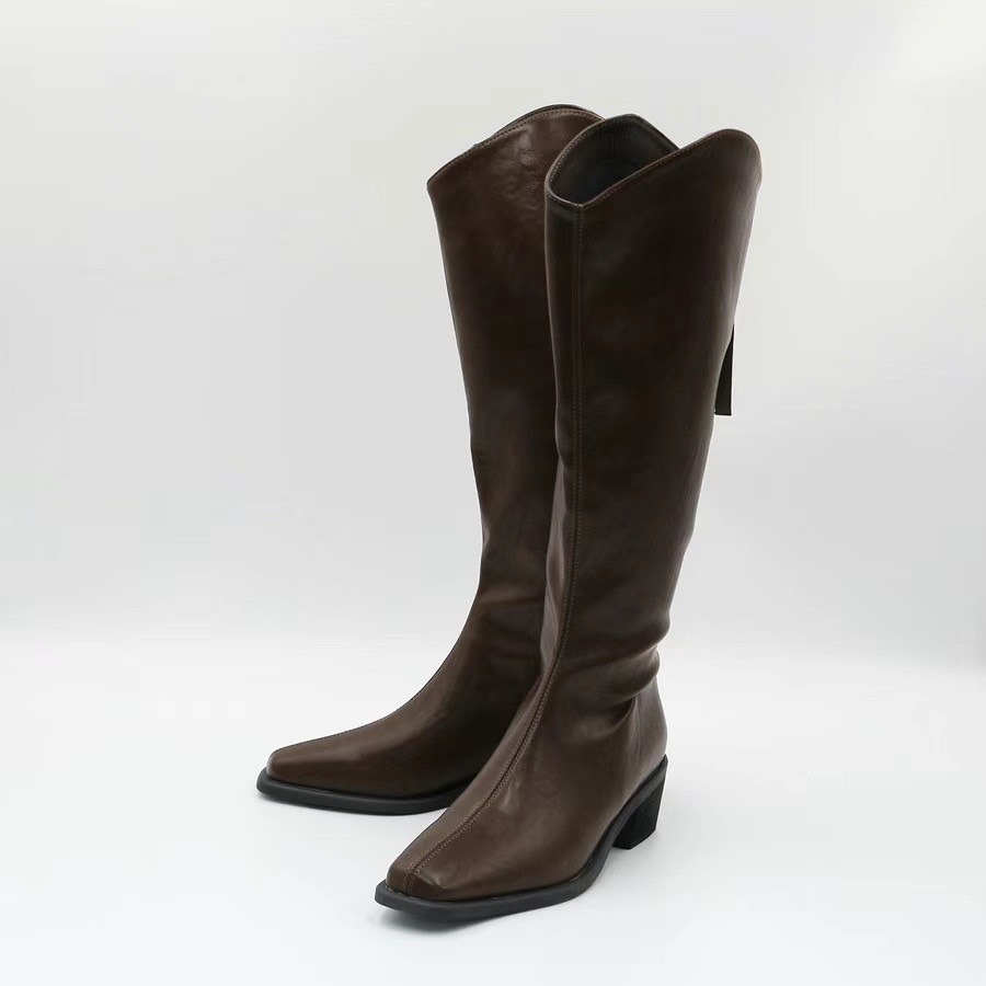 韓國PLA 小個短腿推薦V岔斜跟膝下長靴-細節圖9