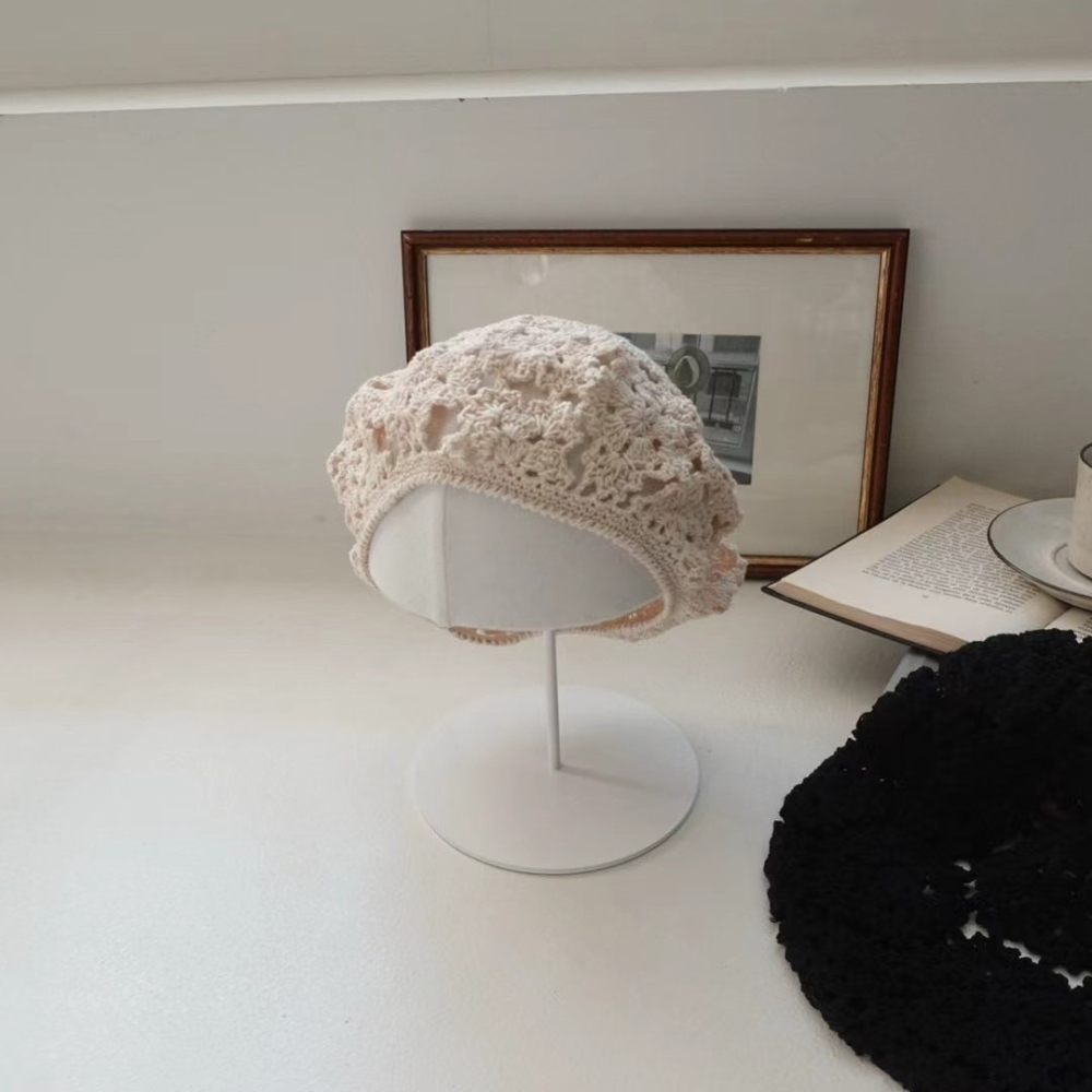 韓國UNI歐式蕾絲鏤空繡花平頂帽-細節圖7