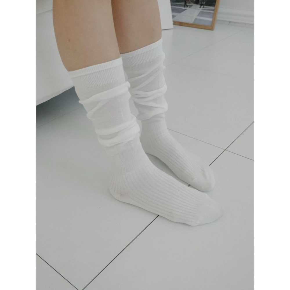 韓國UNI初春新款拼接透氣堆襪（長款）-細節圖6