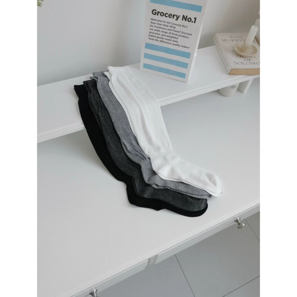 韓國UNI初春新款拼接透氣堆襪（長款）-細節圖8