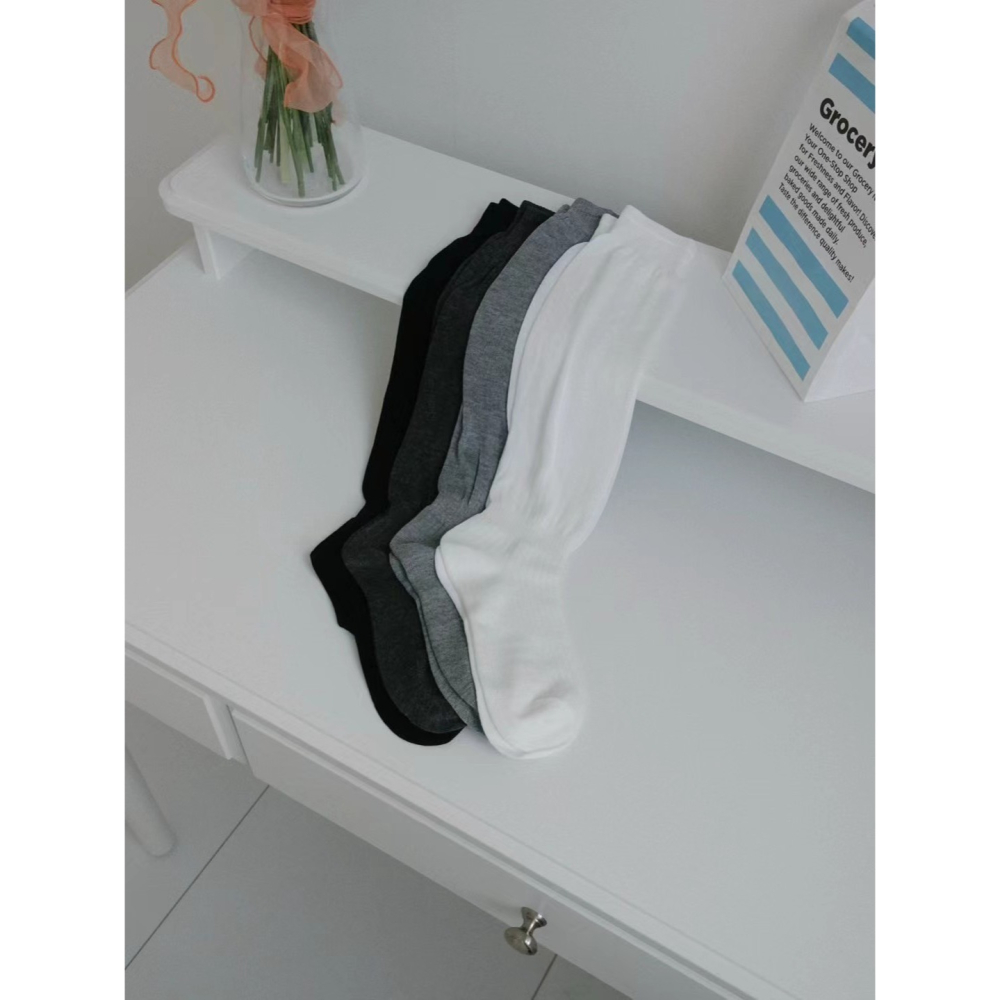 韓國UNI初春新款拼接透氣堆襪（長款）-細節圖9