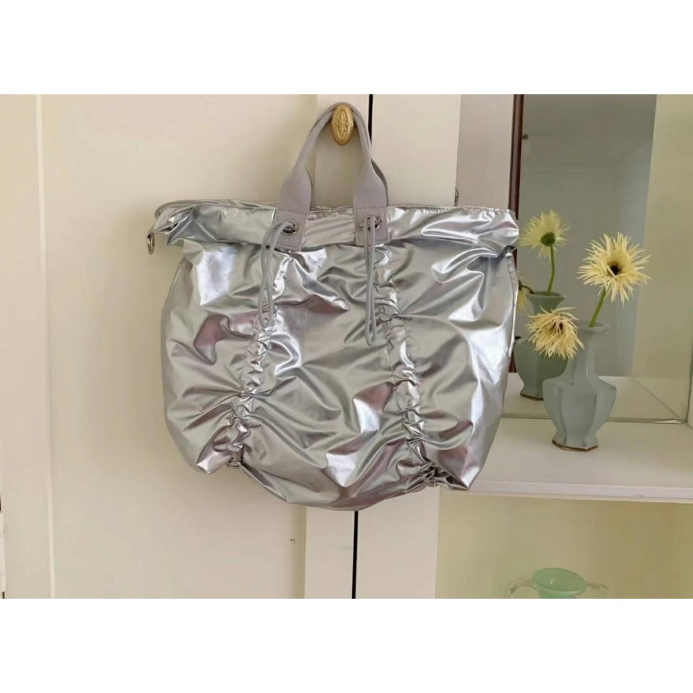 韓國TRO人氣休閒通勤抽繩手拿側背托特包-細節圖9