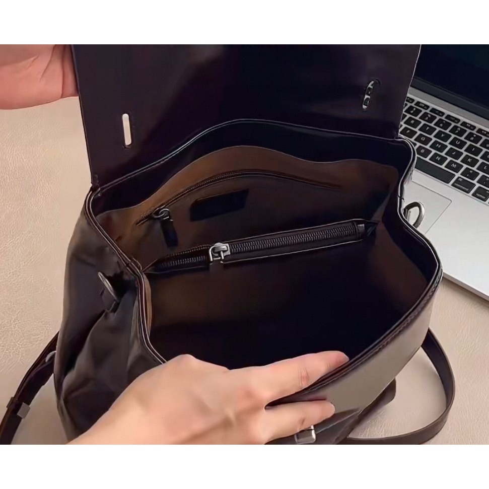 韓國TRO 復古油蠟軟皮手提後背包-細節圖5