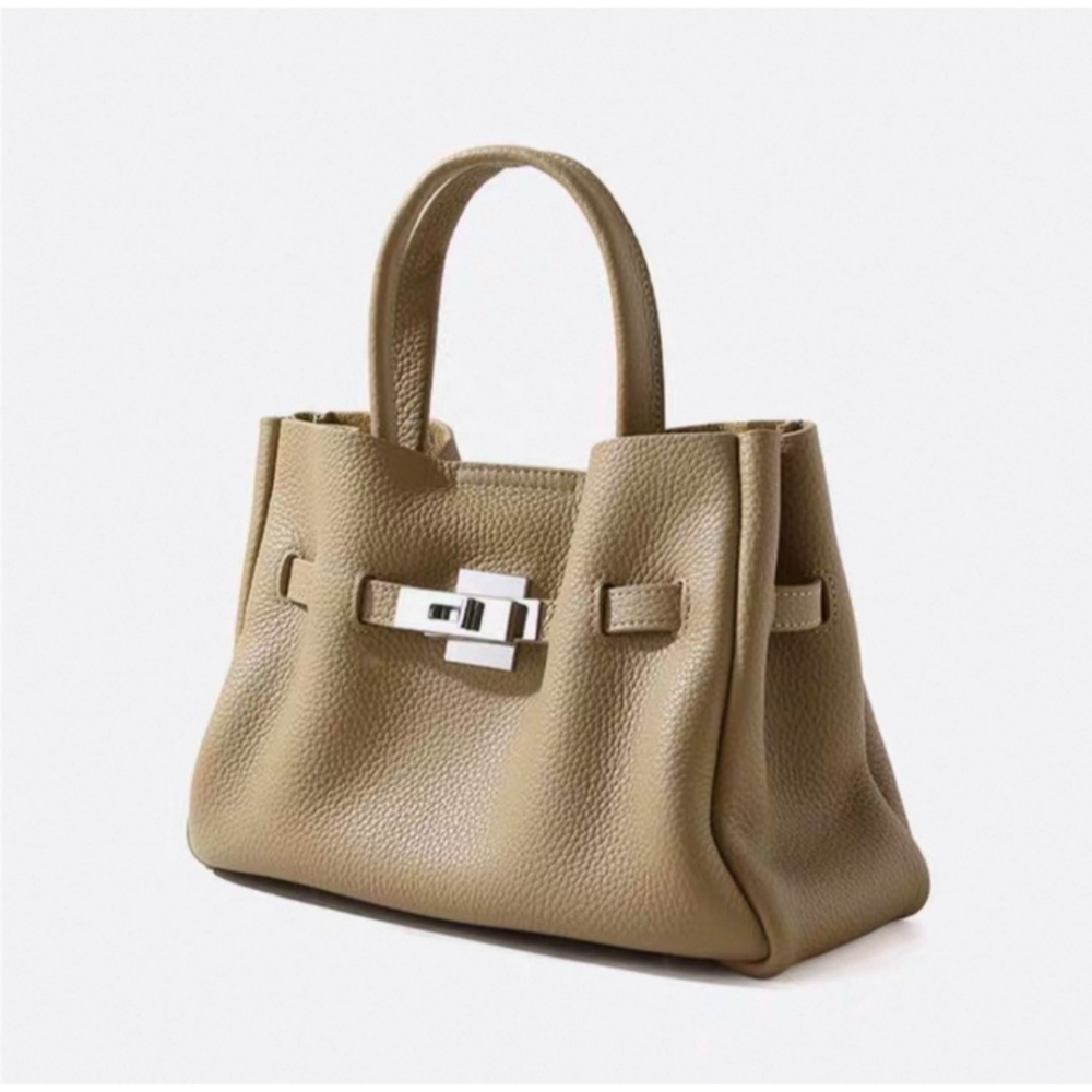 韓國TRO 高級牛皮荔枝軟皮鉑金手提側背包-細節圖6