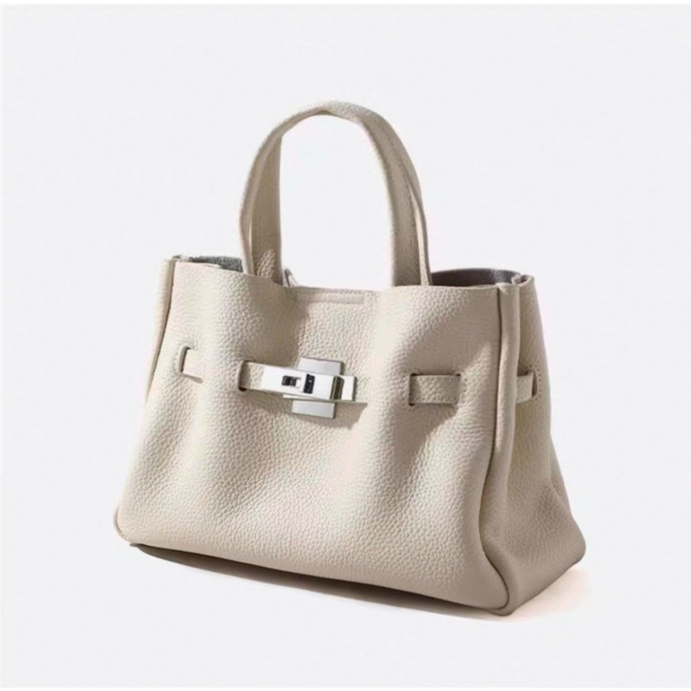 韓國TRO 高級牛皮荔枝軟皮鉑金手提側背包-細節圖8