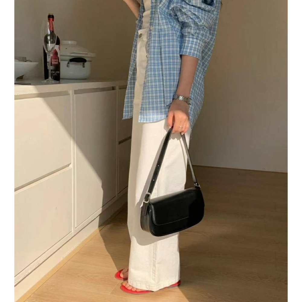 韓國TRO 高級感極簡法式法棍腋下手提包-細節圖2