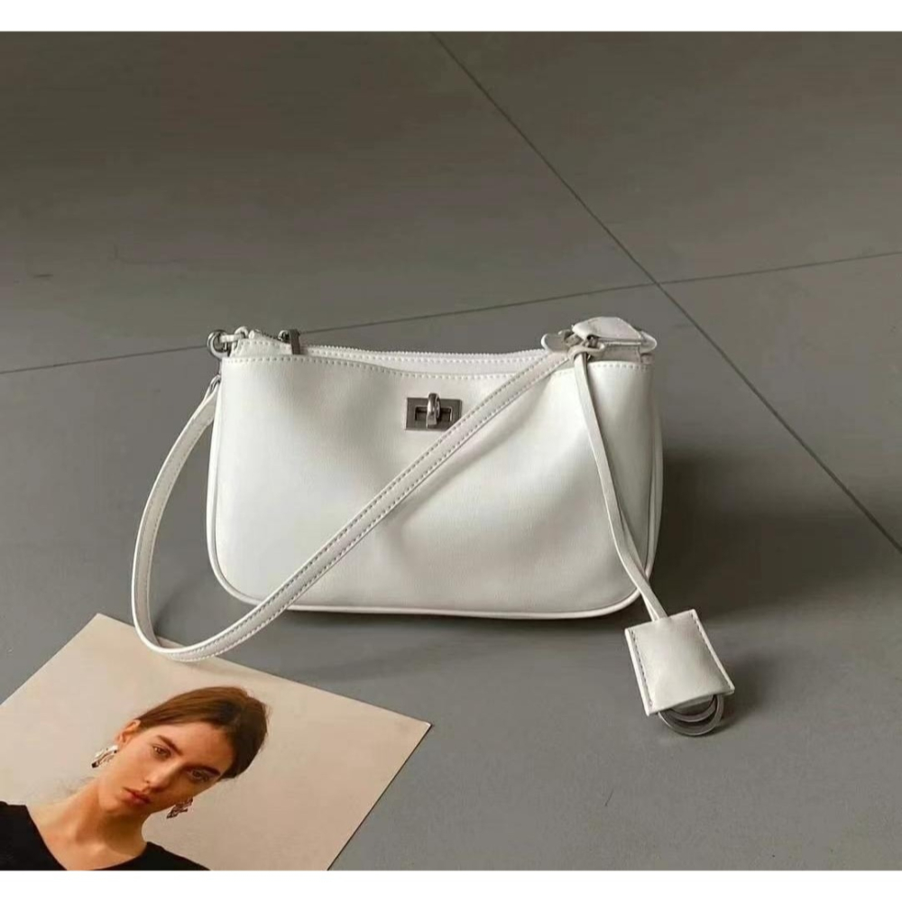 韓國TRO 高級感真皮凱莉鎖手提斜挎包-細節圖8