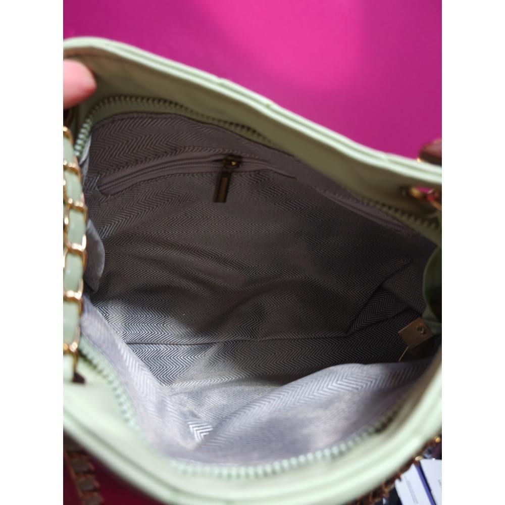 全新綠杏色手提/肩背包-細節圖3