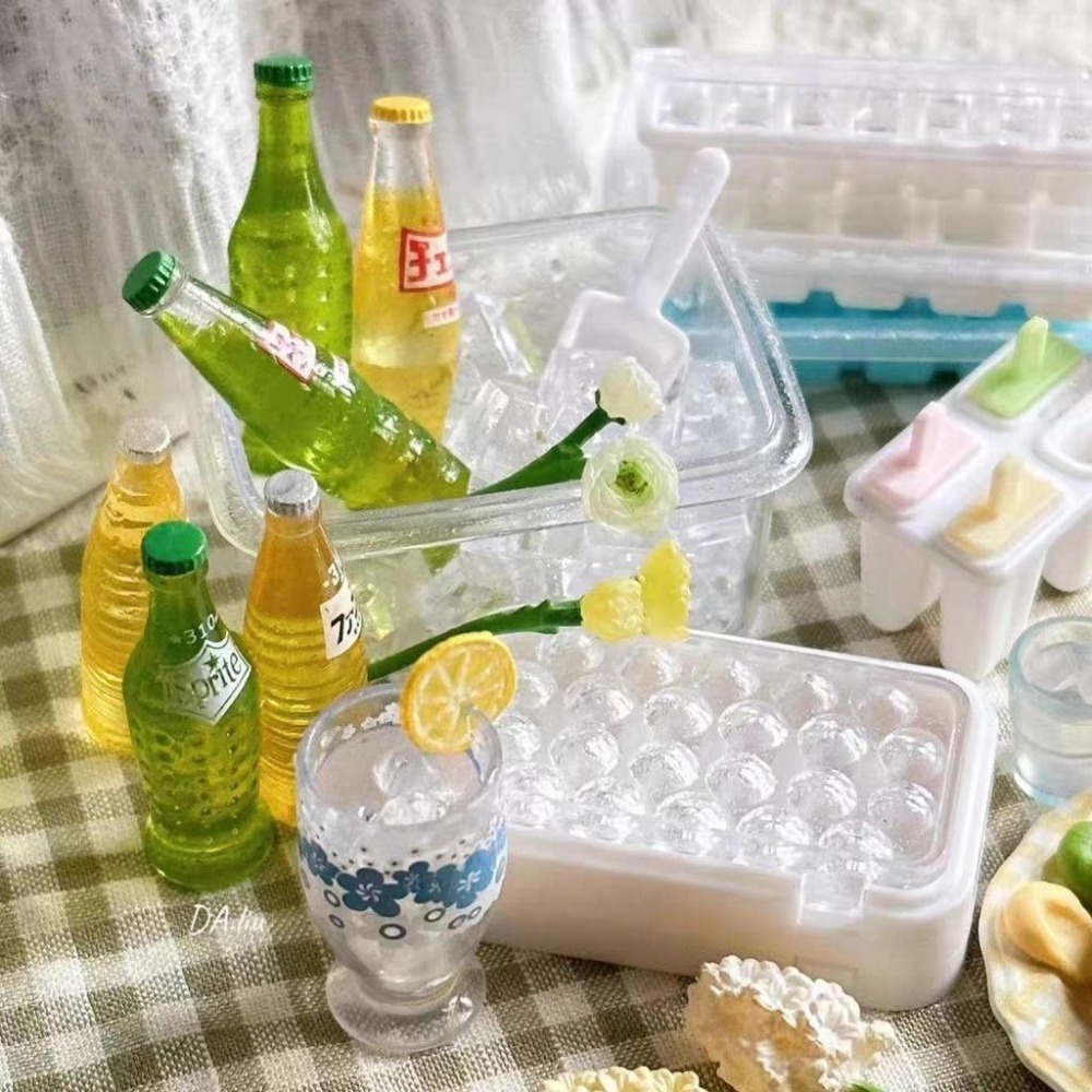 微縮 迷你 冰品 冰棒 冰塊 製冰盒 冰盒 熊熊 小熊 牛奶冰 草莓冰 米糕冰棒 芒果冰棒 香蕉冰棒 鳳梨冰 袖珍 食玩-細節圖3