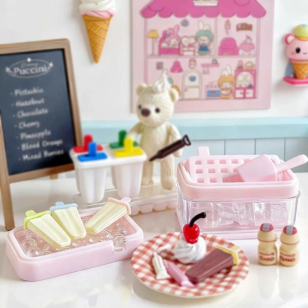 微縮 迷你 冰品 冰棒 冰塊 製冰盒 冰盒 熊熊 小熊 牛奶冰 草莓冰 米糕冰棒 芒果冰棒 香蕉冰棒 鳳梨冰 袖珍 食玩-細節圖9