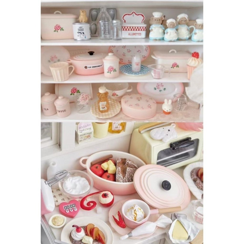 微縮 絲果兔兔醬 奶玻璃 花邊盤 格紋盤 盤子 玫瑰漸層 玫瑰 絲果兔 絲果兔兔 迷你 袖珍 食玩-細節圖3