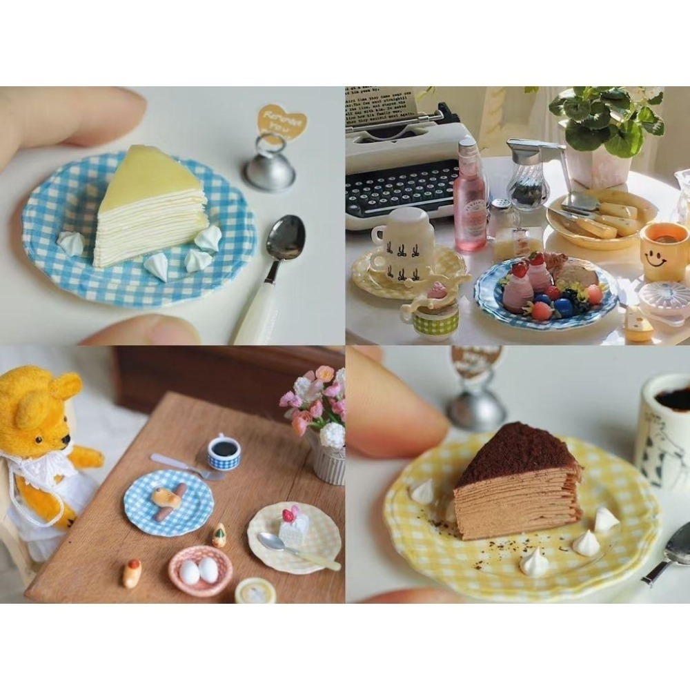 微縮 絲果兔兔醬 奶玻璃 花邊盤 格紋盤 盤子 玫瑰漸層 玫瑰 絲果兔 絲果兔兔 迷你 袖珍 食玩-細節圖6