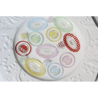 袖珍 微縮 絲果兔兔醬 絲果兔 盤子 格紋 透明格紋盤 杯盤組 餐具 食玩-規格圖4