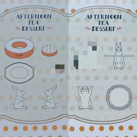 有意思迷你玩具 ues 下午茶甜點 兔子餐具 兔子下午茶 馬卡龍 盤子 餐盤 食玩 盒玩-規格圖2