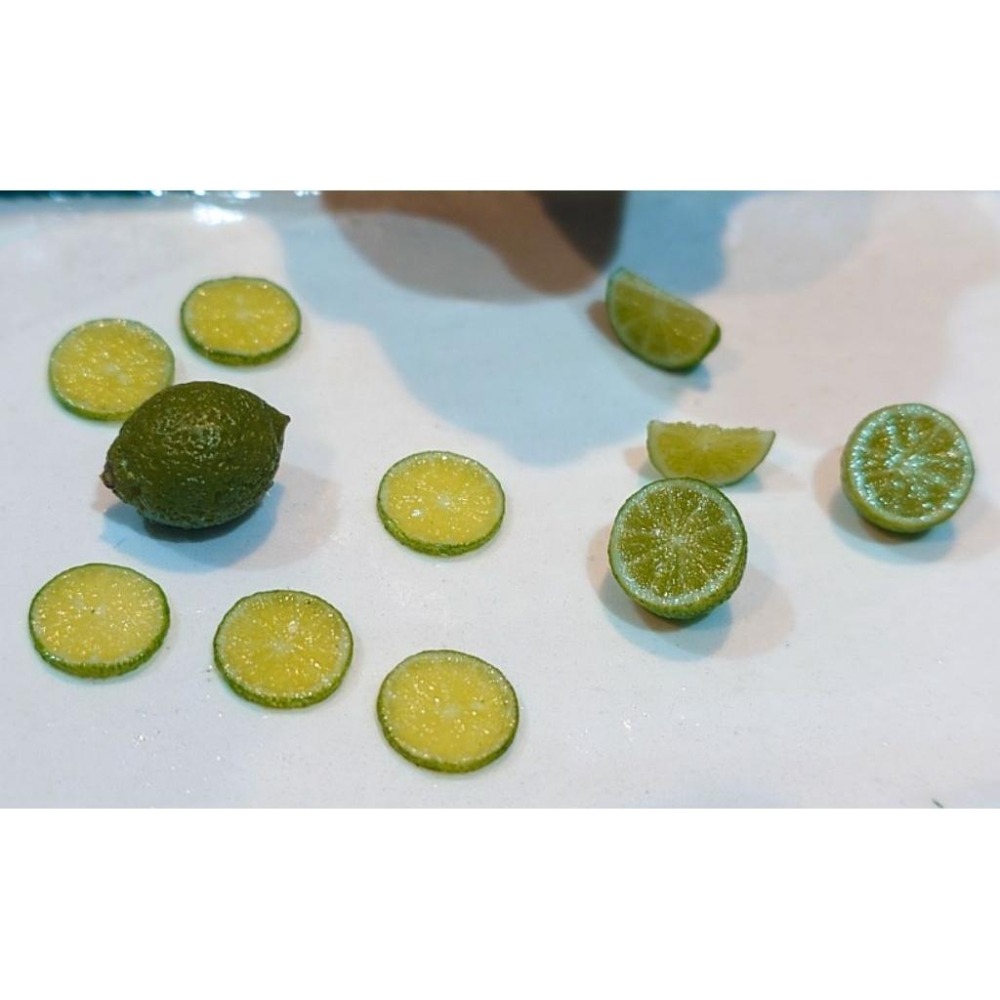 手作 微縮 檸檬 切片 切角 整顆 綠檸檬 食玩 袖珍-細節圖2