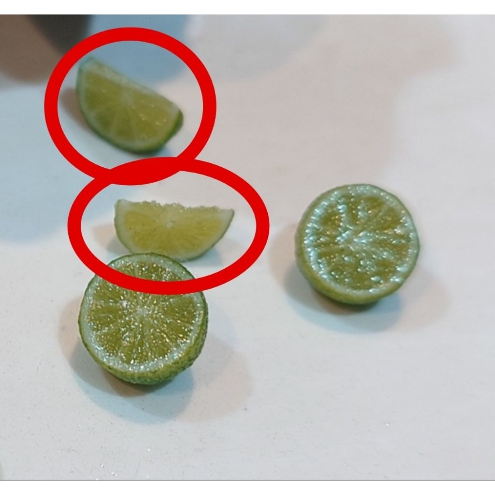 手作 微縮 檸檬 切片 切角 整顆 綠檸檬 食玩 袖珍-規格圖2