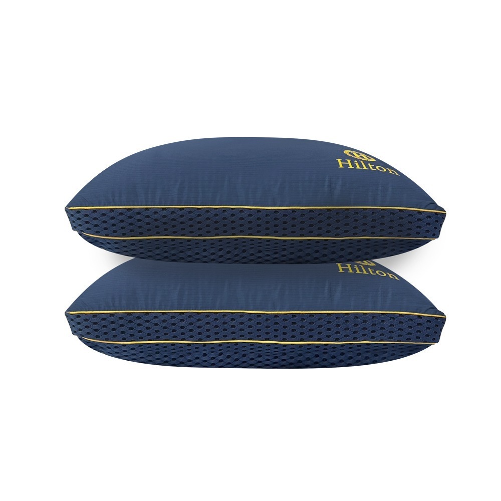 【Hilton 希爾頓】翱翔海軍藍銀纖維石墨烯萊賽爾獨立筒枕(枕芯x1+枕套x1/枕頭/透氣枕)(B0277)-細節圖2