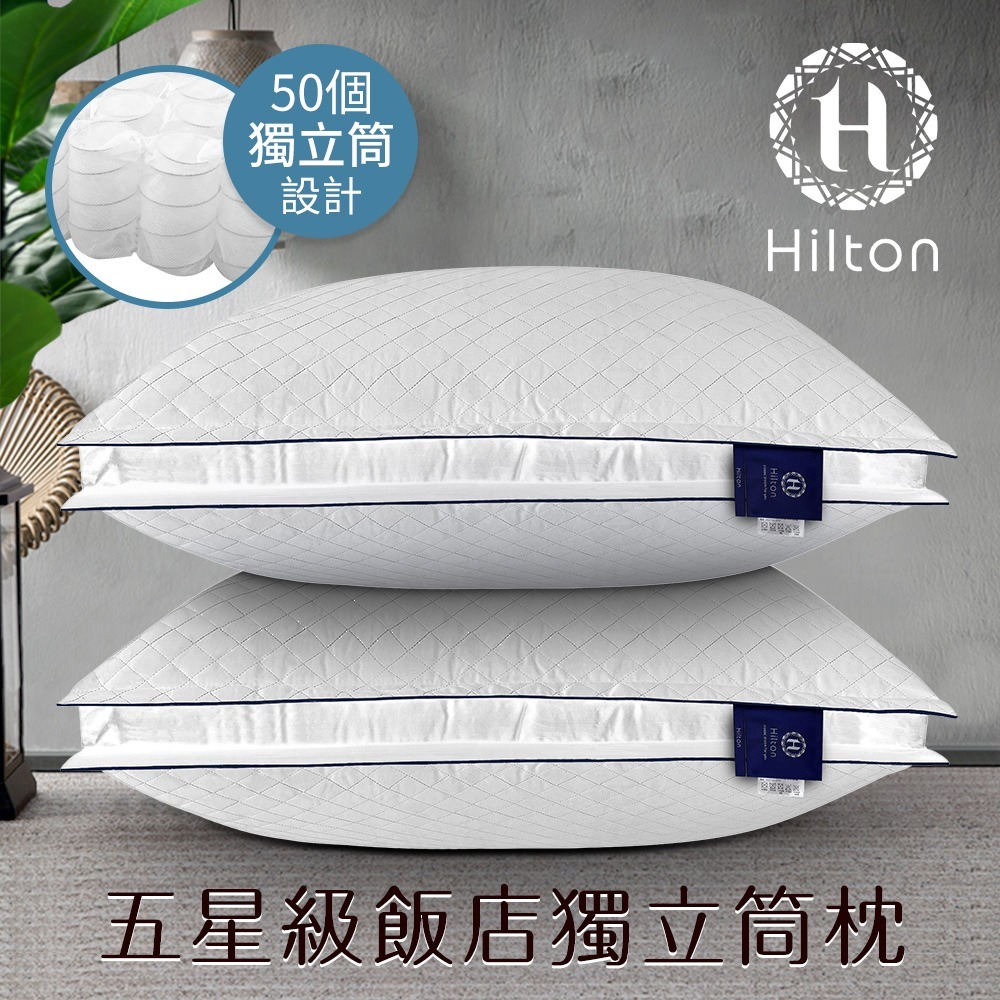 【Hilton 希爾頓】VIP貴賓純棉立體銀離子抑菌獨立筒枕/二色任選(枕頭/舒眠枕/透氣枕)(B0033-DX)-細節圖3